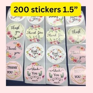 200 thank you stickers 8 designs size 1.5